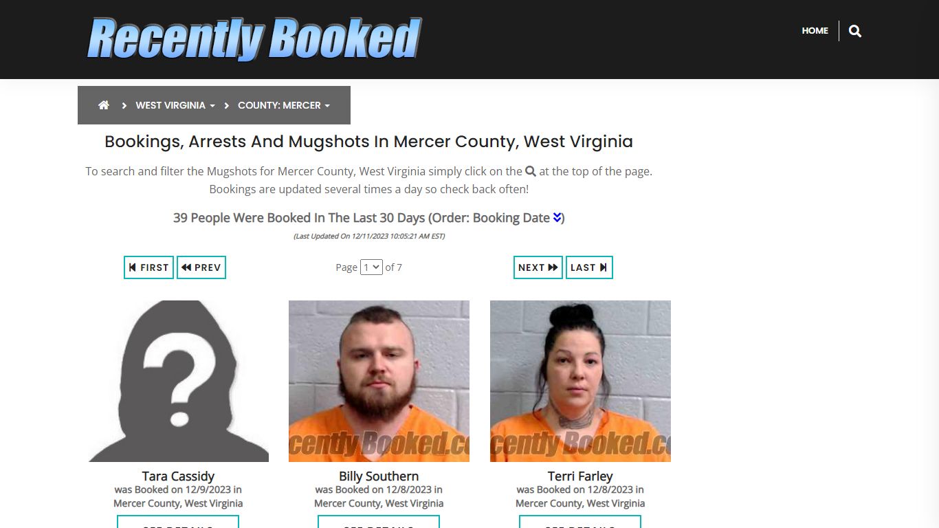 Bookings, Arrests and Mugshots in Mercer County, West Virginia